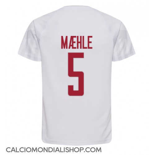 Maglie da calcio Danimarca Joakim Maehle #5 Seconda Maglia Mondiali 2022 Manica Corta